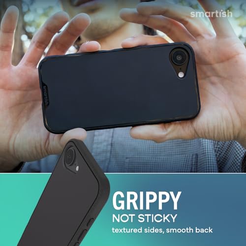 Image of Smartish iPhone 17e /16e Magnetic Case with MagSafe Wallet - Gripmunk - Magsafe Compatible Thin Grip Cover + Detachable Magnetic Credit Card Holder - Black Tie Affair