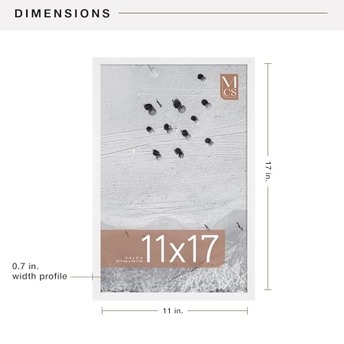 Image of MCS Foundation 11x17 Poster Frame Traditional White, Vertical & Horizontal Wall Hanging Large Picture Frame for Photos, Posters & Art Prints (1-Pack)