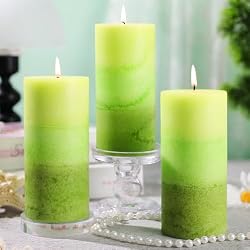 Sage & Citrus Scented Pillar Candles,2.8x6 Inch,70 Hour,3 Pack | Non-Toxic Green Pillar Candle Long Burning Smokeless Fragrance Candle for Home Decor Wedding
