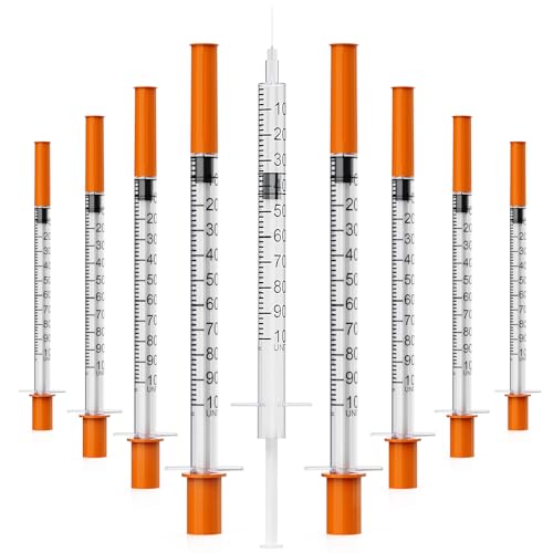 GODCREAT 1ml/cc Syringe with Needle, 30 Gauge 1/2 inch Disposable Lab Dispensing Supplies Individually Wrapped, Pack of 25