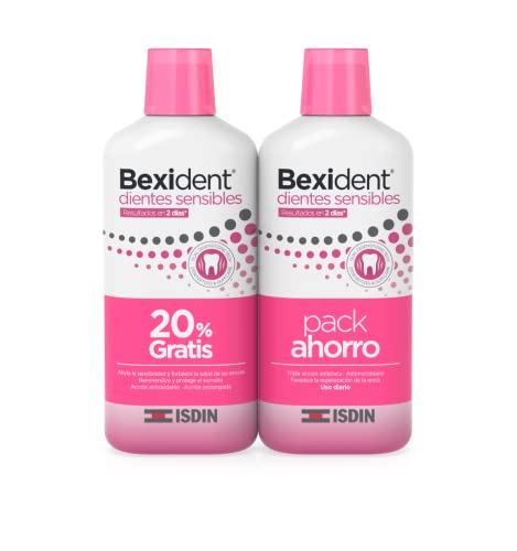 ISDIN Bexident PACK 20% GRATIS Colutorio Dientes Sensibles 500 + 500ml, CPC+Cymenol, Combate la Hipersensibilidad Dental