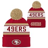 Outerstuff NFL Kids 4-7 Official Primary Logo Sport Knit Cold Weather Cuffed Pom Beanie Hat (US, Alpha, One Size, San Francisco 49ers)