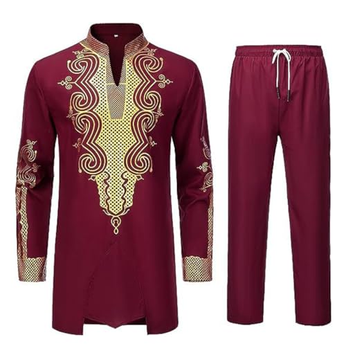 Ensemble traditionnel africain dashiki vêtements hommes ensemble 2 pièces chemise pantalon imprimé