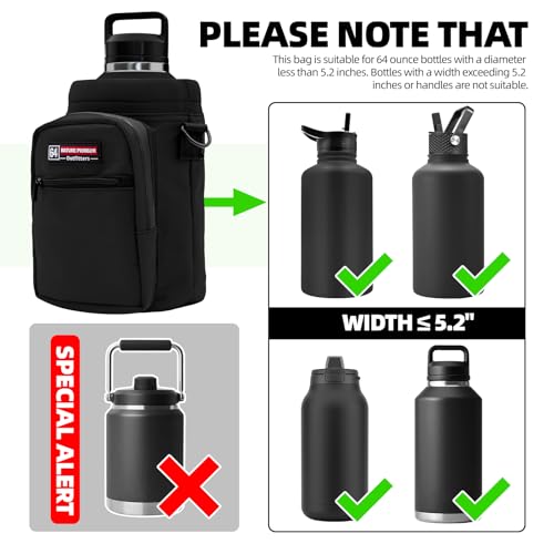 Image of NATURE PIONEOR Neoprene Insulated Water Bottle Holder with Shoulder Strap for Half Gallon 64OZ / One Gallon 128OZ Sports Water Jugs Bottles, Carrier /Pouch Sleeve for Outdoor Camping, Hiking, Fishing