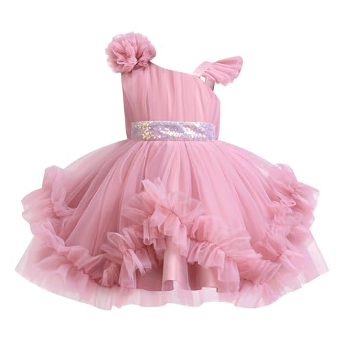 OBEEII Pageant Dress for Toddler Girls Sequin Irregular Ruffle Tulle Tutu Dresses Princess Birthday Wedding Flower Girl Dress