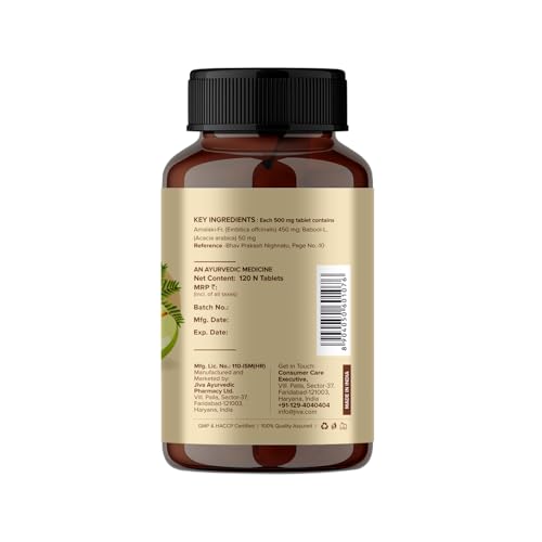 Image of Jiva Amla Tablets 100% Pure Herbs Used, Rich In Vitamin C Good For Digestion & Overall Health - 120 Tablets (Pack of 2)