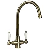 Astini Colonial Antique Bronze & White Ceramic Handle Kitchen Sink Mixer Tap