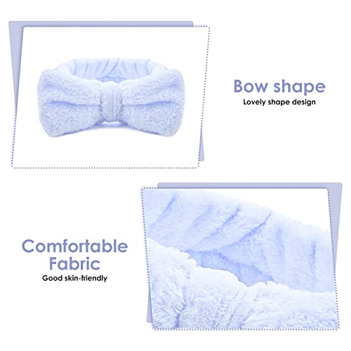 Molain Spa Headband, Bowknot Hair Bands Makeup Headbands Women Coral Fleece Elastic Headband Washing Face Hair Wrap For Washing Face Shower Sports Beauty Skincare (Blue) #TOP3