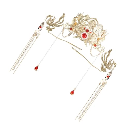 Hermosas coronas de fénix de estilo chino con borlas que fluyen para bodas y ceremonias especiales