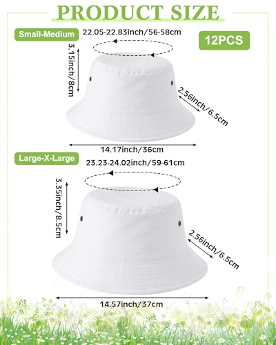 Image of Sureio Washed Cotton Bucket Hats Bulk for Women Men Wide Brim Summer Cap Unisex Beach Fishing Hat for Adult Outdoor, Plain
