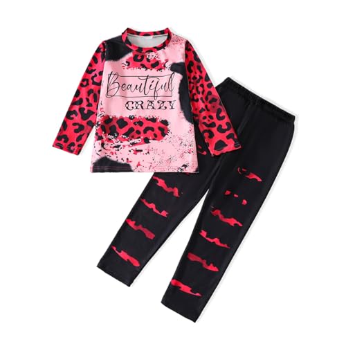 Image of Tween Girl's Letter Print Top + Jogger Pants 2 Piece Outfit Set Kids Clothing, Sizes 6-14 Years