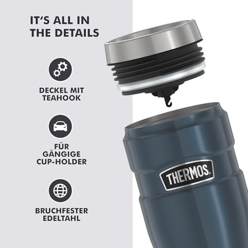 Thermos STAINLESS KING Thermobecher aus Edelstahl ice grey 0,47l - Coffee to Go Becher, absolut dicht, spülmaschinenfest, 7h heiß & 18h kalt, mit Haken für Teebeutel, BPA-frei 4