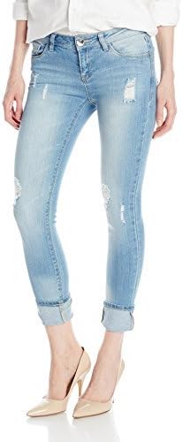 kensie Jeans Women's Cuffed 26" Denim Capri with Destruction