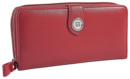 Large Zip Around Leather Wallet, Red