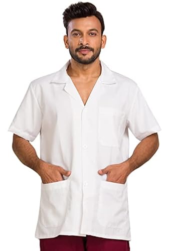 HOSPRIQS Hospital Uniforms Medical Apron Lab Coat, Uniform for Doctors, Nurses and Dentists (Lab Coat Half Sleeves, XX-Large)