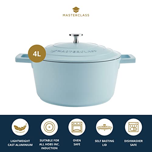 MasterClass Cast Aluminium Sky Blue Casserole Dish, 24cm, 4 Litre, Gift Boxed - Image 2