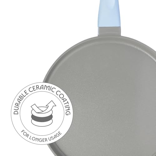 Image of Borosil Ceramic Vajra 26 cm Flat Tawa | Gas Stove & Induction Compatible, Dishwasher Safe | PFOA and PFAS Free Tava | 1 Year Warranty, Sky Blue
