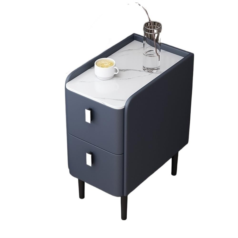 Nightstand 2 Drawer for Bedroom, Bed Side End Table Table for Bedroom, Small Side Table for Small Spaces, Narrow Bedside Table (Color : Dark Blue,