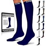 SB SOX Lite Compression Socks (15-20mmHg) for Men & Women - BEST Stockings for Running, Medical, Athletic, Edema, Diabetic, Varicose Veins, Travel, Pregnancy (Solid - Navy, L/XL)