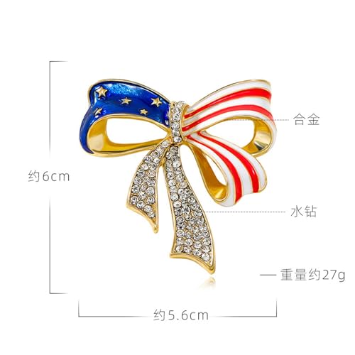 Image of Rhinestone USA Flag Brooch Pin for Women Men Shiny Crystal 4th of July American Patriotic Medal Brooches Dress Accessories Independence Presidential Election Day