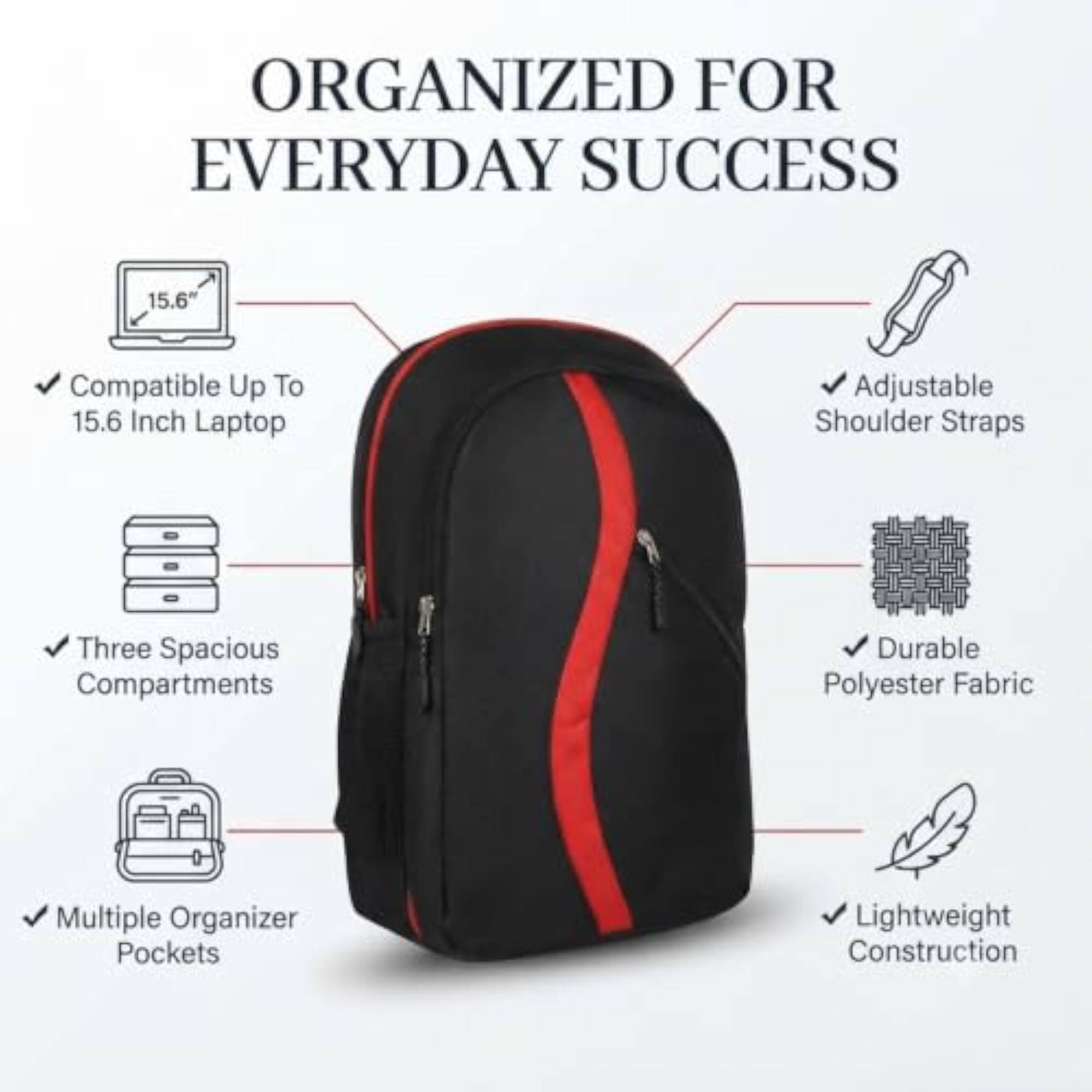 Office Laptop Backpack for Men & Women, 15.6 Inch & Water Resistant