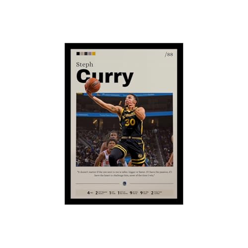 Image of BLINKART Steph Curry NBA BasketBall Player Synthetic Wood Photo Framed Wall Hanging Poster For Room & Office Bedroom Living Boys and Girl Room Home Wall Hanging(13 * 10 Inches)