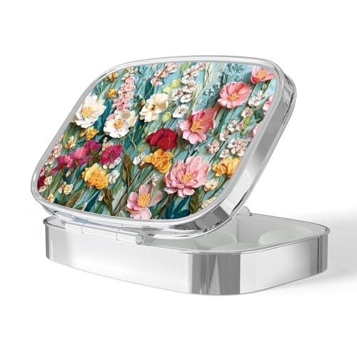 Image of Pill Box-2 Compartment Small Pill Case Portable for Pocket & Purse Single Pill Carrier Pill Container to Hold Vitamins Medication Fish Oil and Supplements BPA-Free