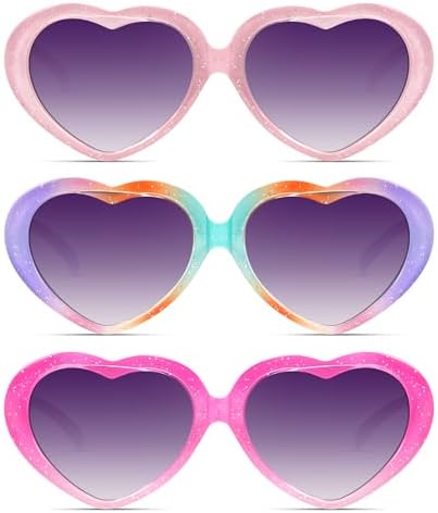 NSSIW Kids Polarized Sunglasses Heart-Sunglasses: Toddler Sun Glasses with UV Protection for Girls Youth Child 3Pack Age 3-12