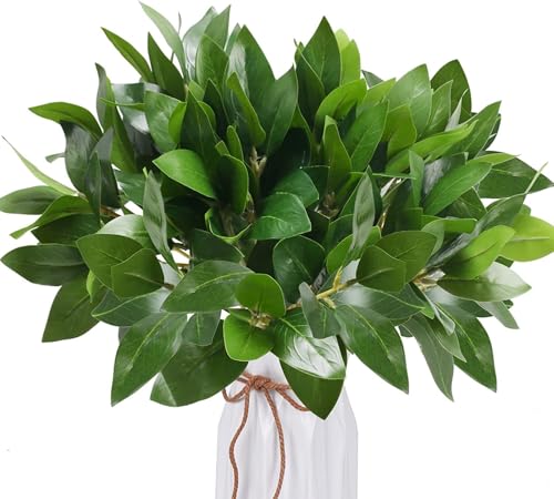 Luabue 6pcs Plantas Artificiales Decoracion Plantas Verdes Arbustos con Hojas Resistente a los Rayos UV Planta Artificial para Balcón Caja Cocina Jardín Baño Hogar Decoración