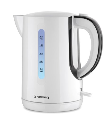 grossag Wasserkocher WK 70.00 | 1,5 Liter | kabellos mit 360°-Station inkl. LED Beleuchtung | Weiß Cover
