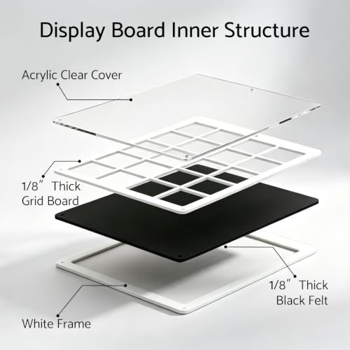 Image of HIIMIEI Acrylic Pin Display Board, 9x11 Enamel Pin Holder Frame 20 Grids
