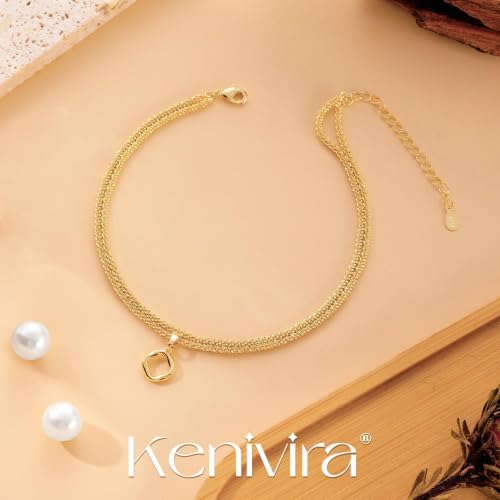 Image of Kenivira Sterling Silver Ankle Bracelets for Women,Gold Dainty Layered Waterproof Anklet for Women, Anklet Set Stackable Beach Gift Adjustable Size