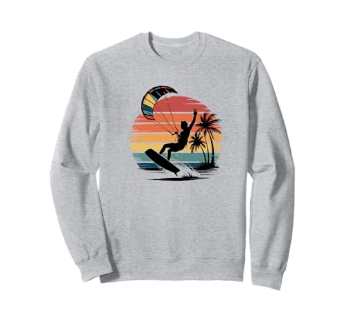 Kitesurf Camiseta Retro Sunset Surf Silhouette Vintage Tee Sudadera