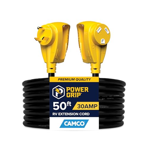 Camco PowerGrip 50-Ft 30-Amp Camper/RV Extension Cord - Standard Connectors | -…