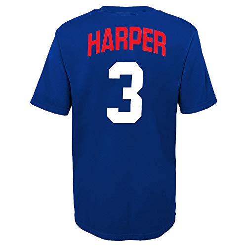 Outerstuff MLB Youth 8-20 Team Color Alternate Primary Logo Name and Number Player T-Shirt (8, Bryce Harper Philadelphia Phillies Blue Alternate)