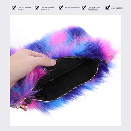 KESYOO Bolsa Feminina de Inverno Fuzzy Com Corrente Em Pele SintÃ©tica Macia Grande Balde Grande Bol