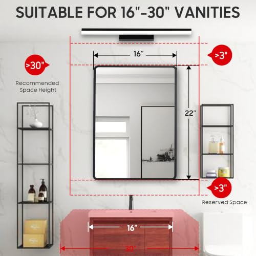 Image of 16x22 Medicine Cabinet with Mirror, Black Metal, Recessed or Surface Mount