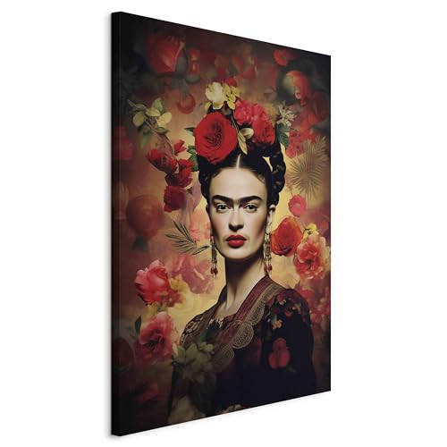 murando - Cuadro en Lienzo Frida Kahlo 40x60 cm 1 pieza - Impresión en material tejido no tejido cuadros decoracion salon modernos lienzos - Reproducción Retrato Mujer Rojo h-H-10060-b-a