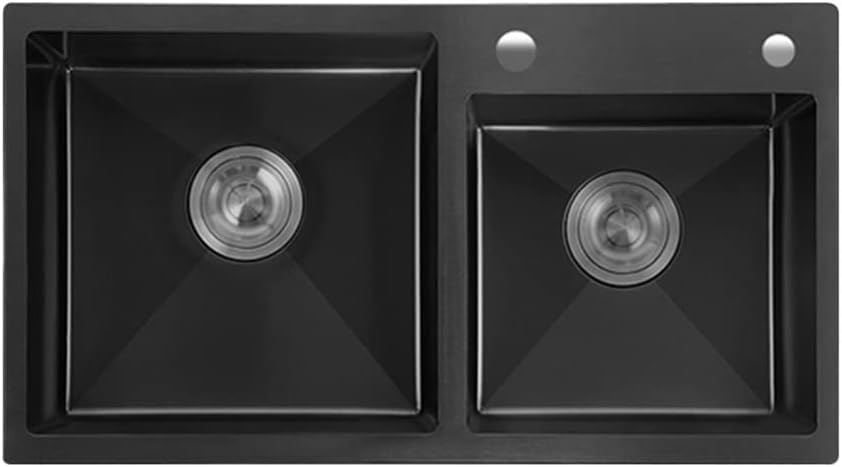 Nano Kitchen Sink Handmade Thickened Sink Stainless Steel Sink Black Dish Basin Sink Set (Color : Black(A), Style : 72 * 40 * 20cm)