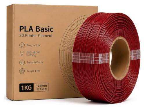 PLA Matte 3D Printer Filament 1.75mm, 1kg Refill – High Strength, Smooth Printing Material, Maroon Red