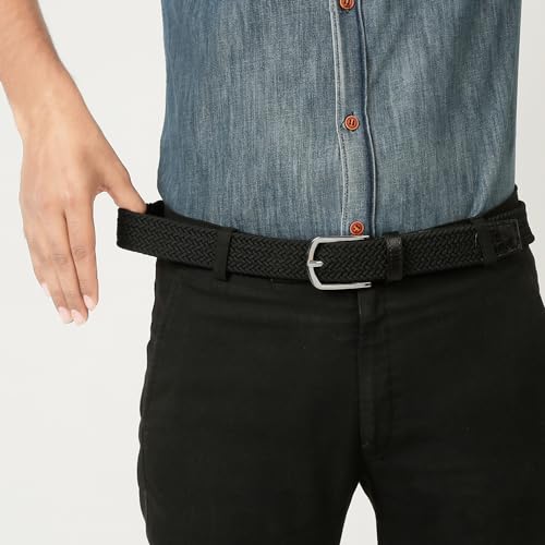 Image of LOUIS STITCH Men's Braided Elastic Stretch Belt with Leather Tipped End Stretchable Canvas Waist Band for Men Women Boys Girls Unisex (Width 3 cm) (BE-EL)