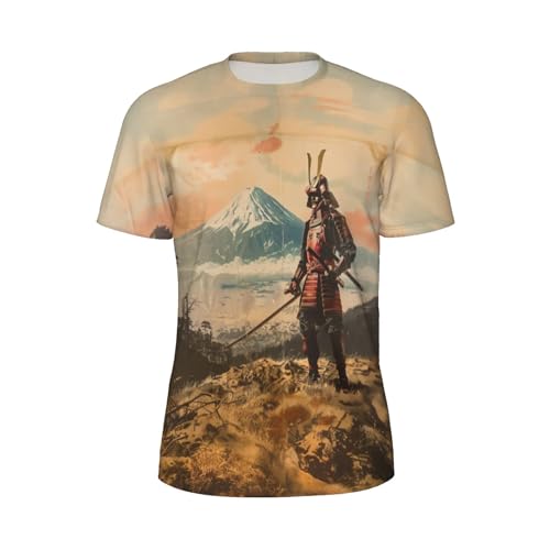 3D Pattern Print Japanese Samurai T-Shirt Breathable Cool Lightweight Flexible Easy to Match Diverse and Stylish for Casual Wear Fashionable Graphic Tee Size XL