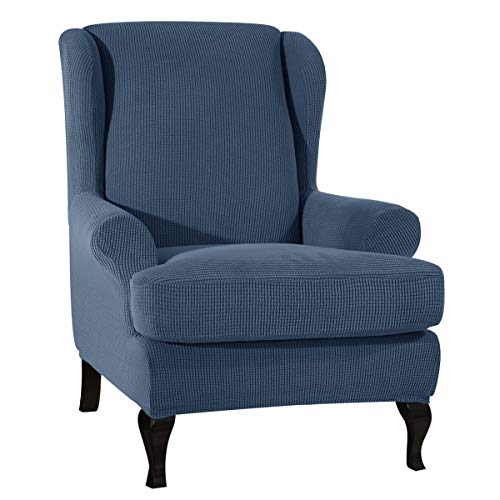 CHUN YI 2-Piece Stretch Jacquard Wing Chair Cover, Wing Back Wingback Armchair Chair