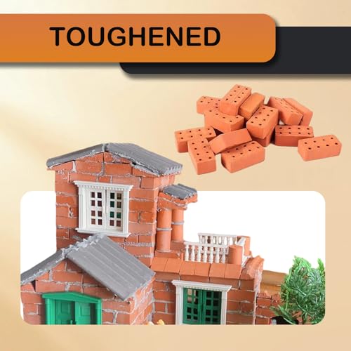 VARKAGE 60 Stück Mini Ziegelsteine, Mini Ziegel Rote, Miniatur Ziegelsteine Backsteine, Modellbau Steine,Mini Modellziegel Brick für DIY Puppenhaus Fairy Garten Dekoration, Wichtelbaustelle
