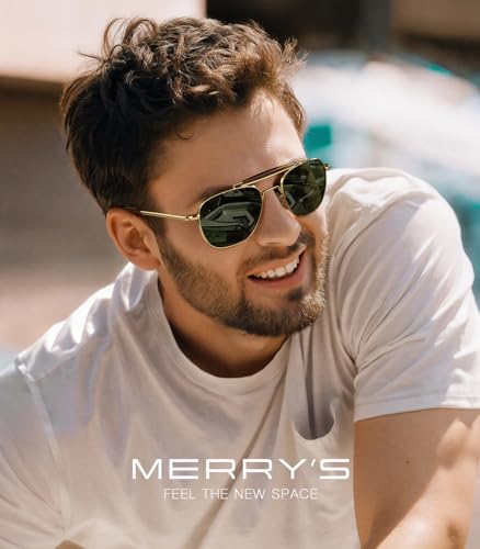 MERRY'S Classic Square Aviator II Military Polarized Sunglasses for Men or Women S86372