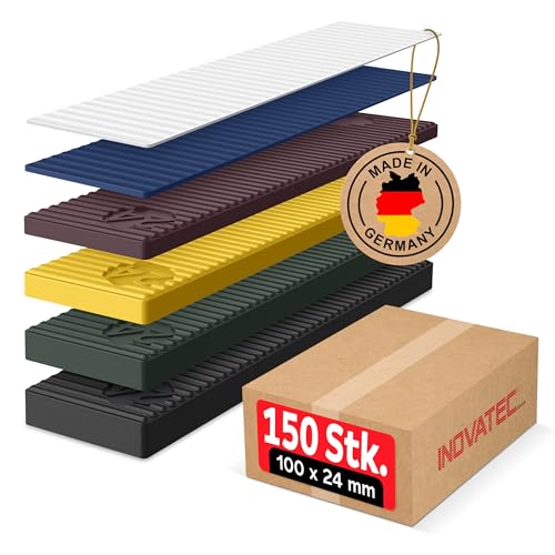 150 x Kunststoff Verglasungsklötze Set Glasklötze Unterleger 100x24x 1, 2, 3, 4, 5, 6 mm Distanzklötze Trageklötze Abstandshalter