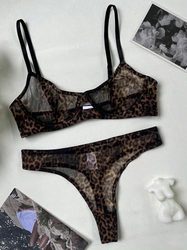 Image of CRIPOM See Through Lingerie for Women Sexy Mesh Sheer Bra and Panty Sets XS-4XL
