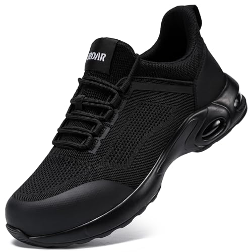 Image of LARNMERN Steel Toe Shoes for Men Women Lightweight Safety Toe Tennis Sneakers Breathable Slip Resistant Work Shoe Comfort Indestructible (10,Black,RSA51008)