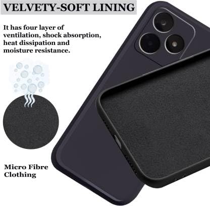 Image of A rtistque Liquid Silicone Back Cover Case for Realme C53 Shockproof TPU Soft Flexible with Camera Protection - Black