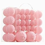 Velvet Christmas Ball Ornaments - 46pcs Flocked Christmas Tree Decorations Set Assorted Shatterproof Hanging Ornaments with Loop for Xmas Holiday Home Decor, 3 Sizes (Pink)